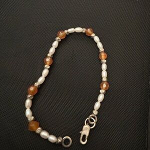 Vintage Pearl and Amber Beaded Bracelet